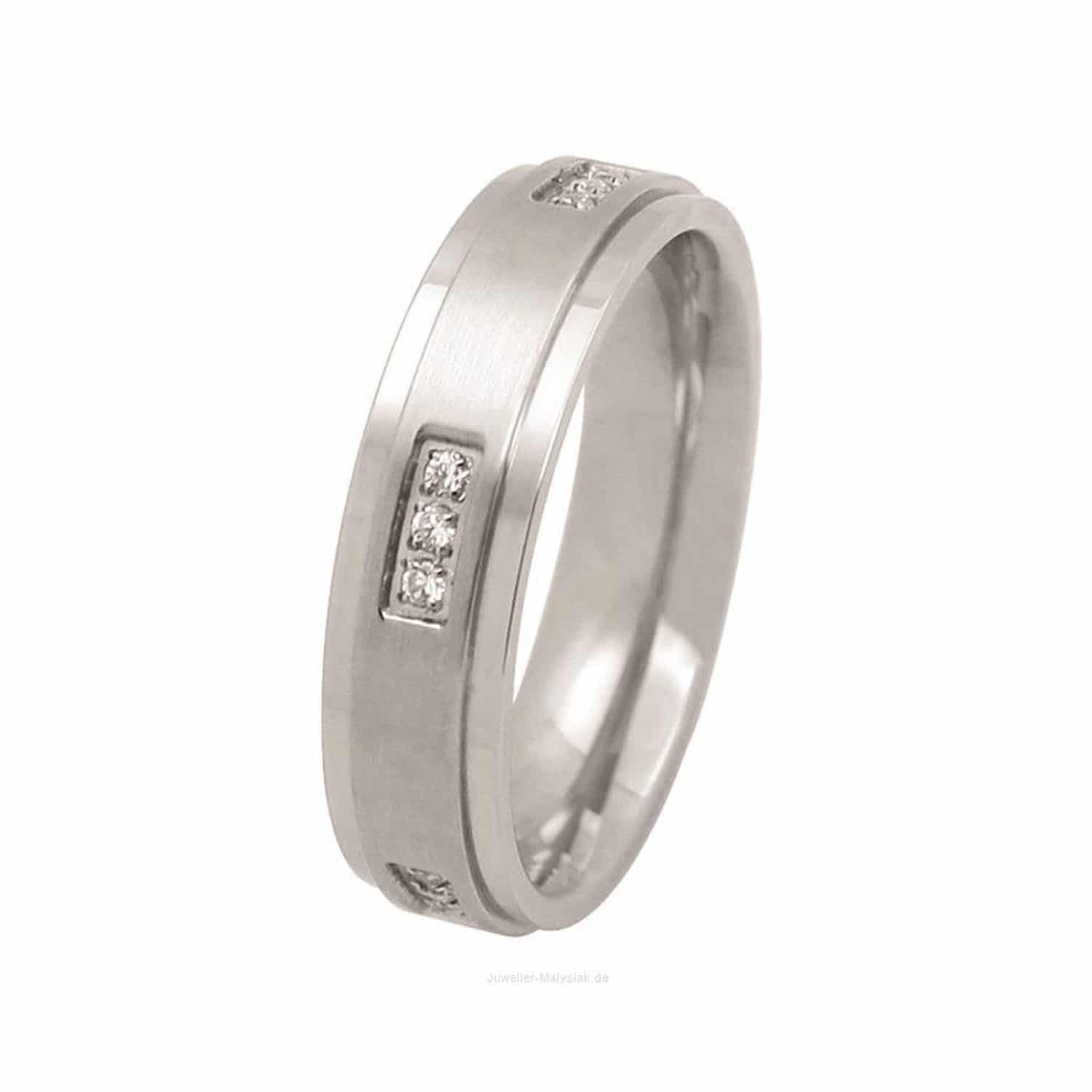 Landmesser Ring W.54 Stahl 5,5mm Zirkonia - 117060