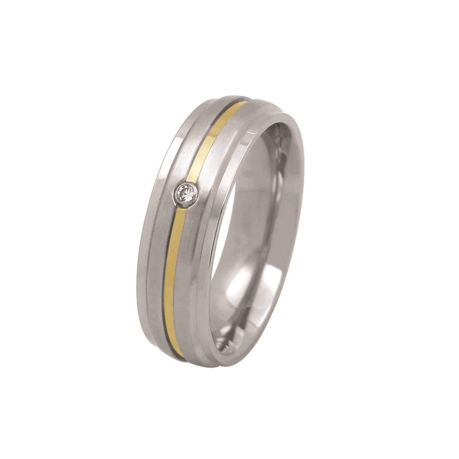 Ring W.56 Stahl bicolor Zirkonia - 118712