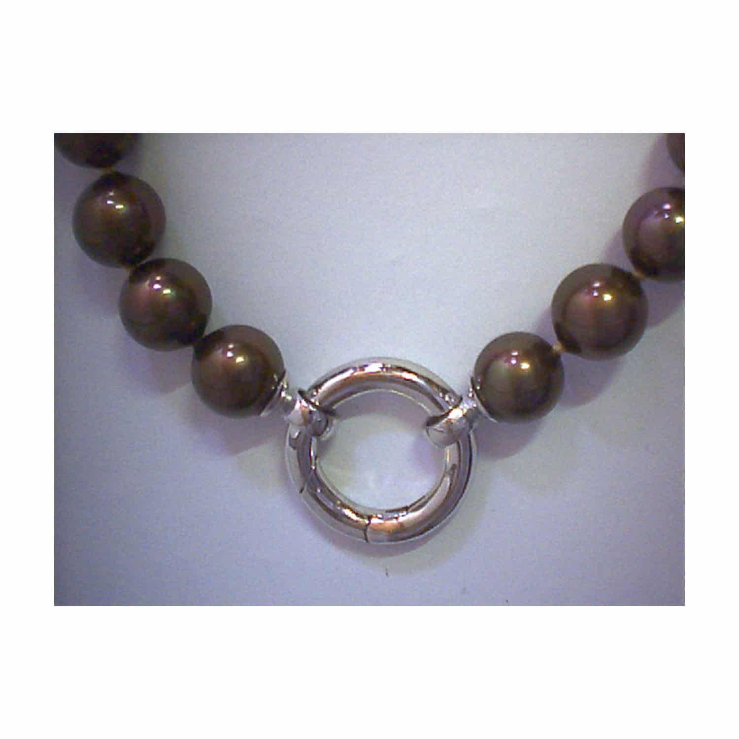 MOP-Perlen braun 45cm Silber - 139501