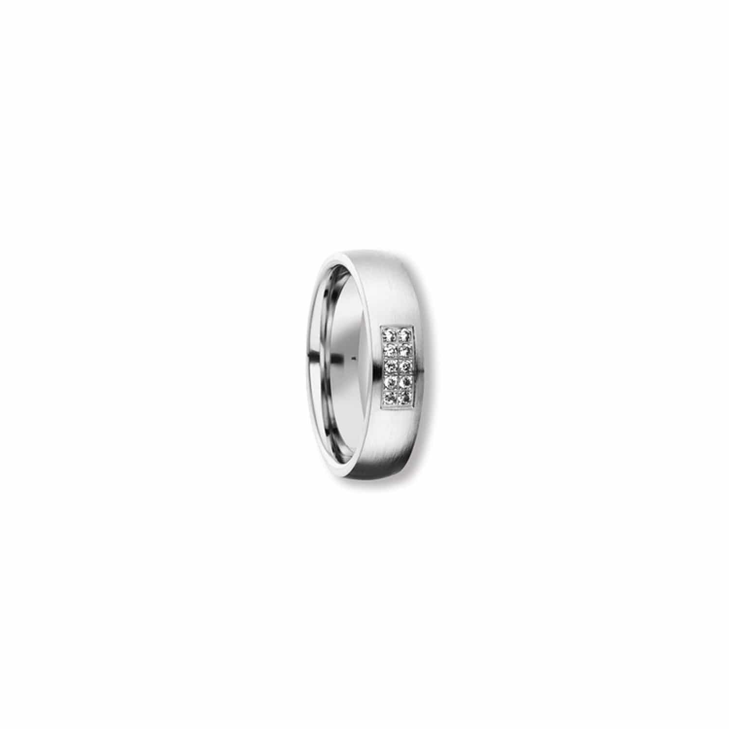 Bedra Partnerring W.54 925/-Silber matt 5mm Zirkonia - 148034