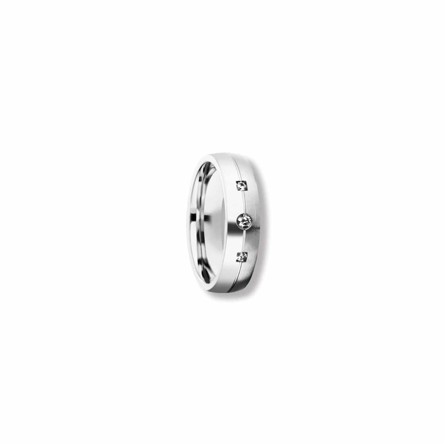 Bedra Partnerring W.50 5mm teilmattiert Zirkonia Silber 925/- - 148147