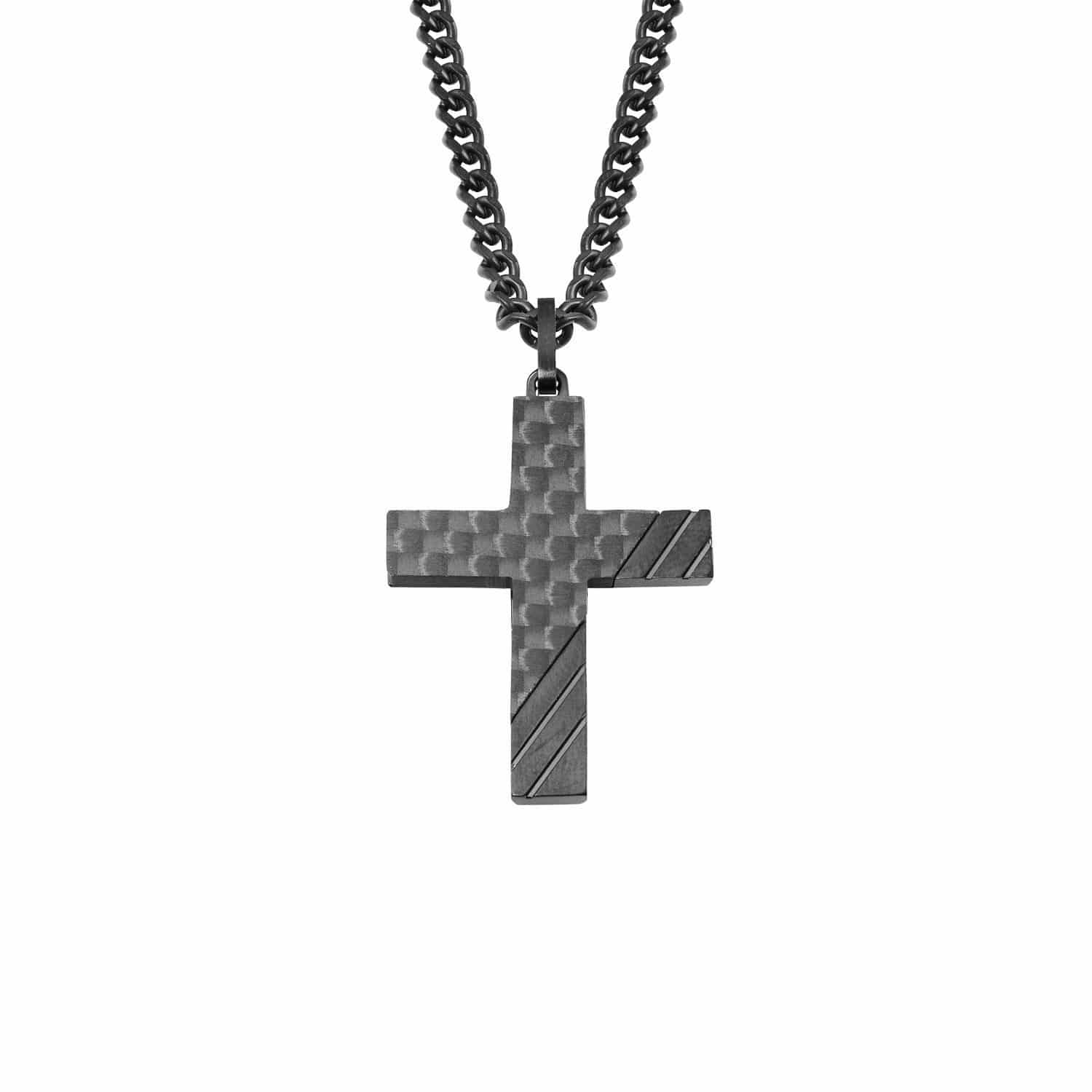 s.Oliver Kette mit Kreuz Carbon Stahl schwarz - 156733