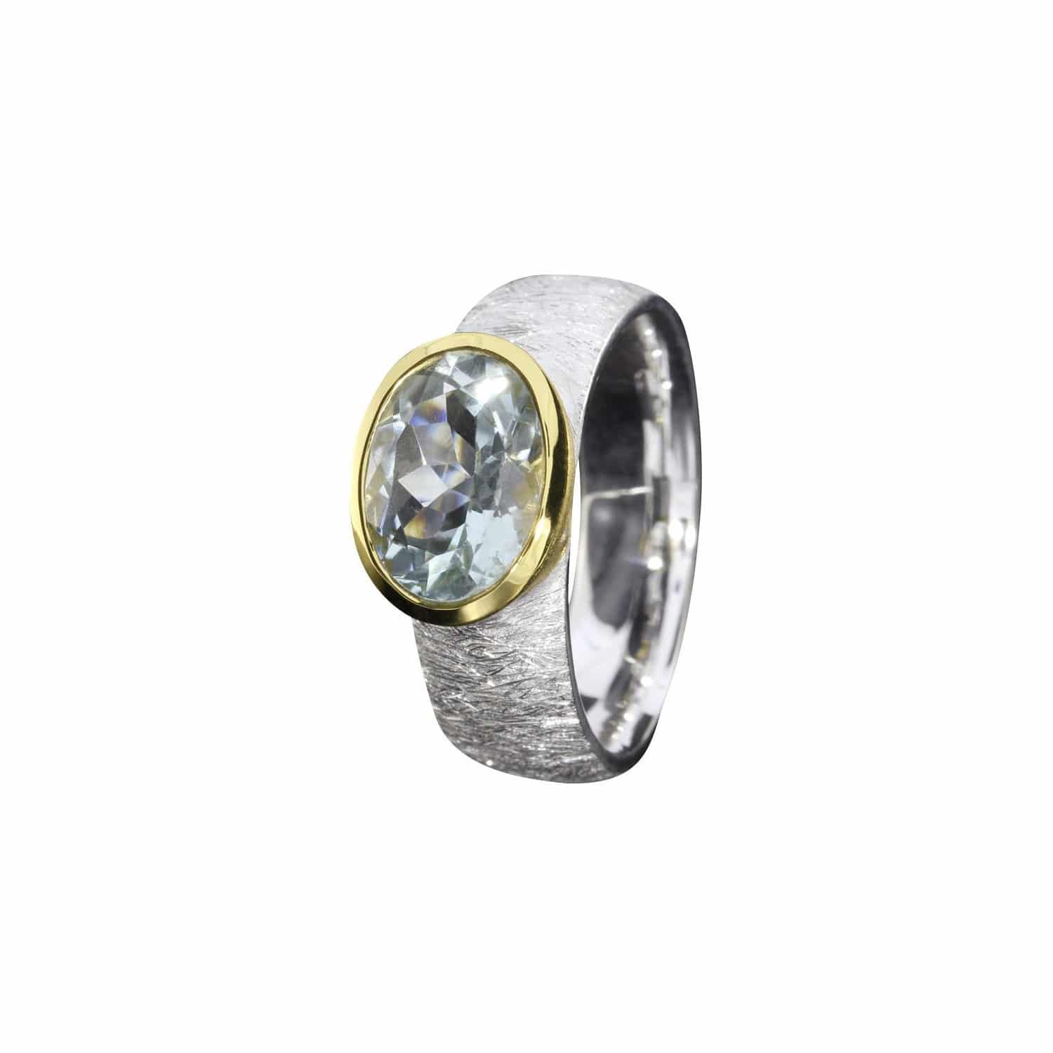 Ring W.59 Aquamarin Silber bicolor - 157735