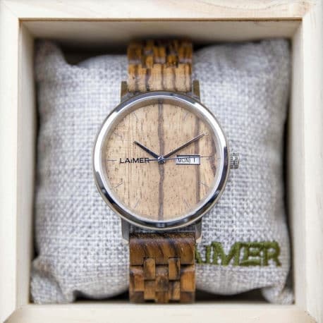 Laimer Armbanduhr Holzuhr Autom Holzband  - 158426