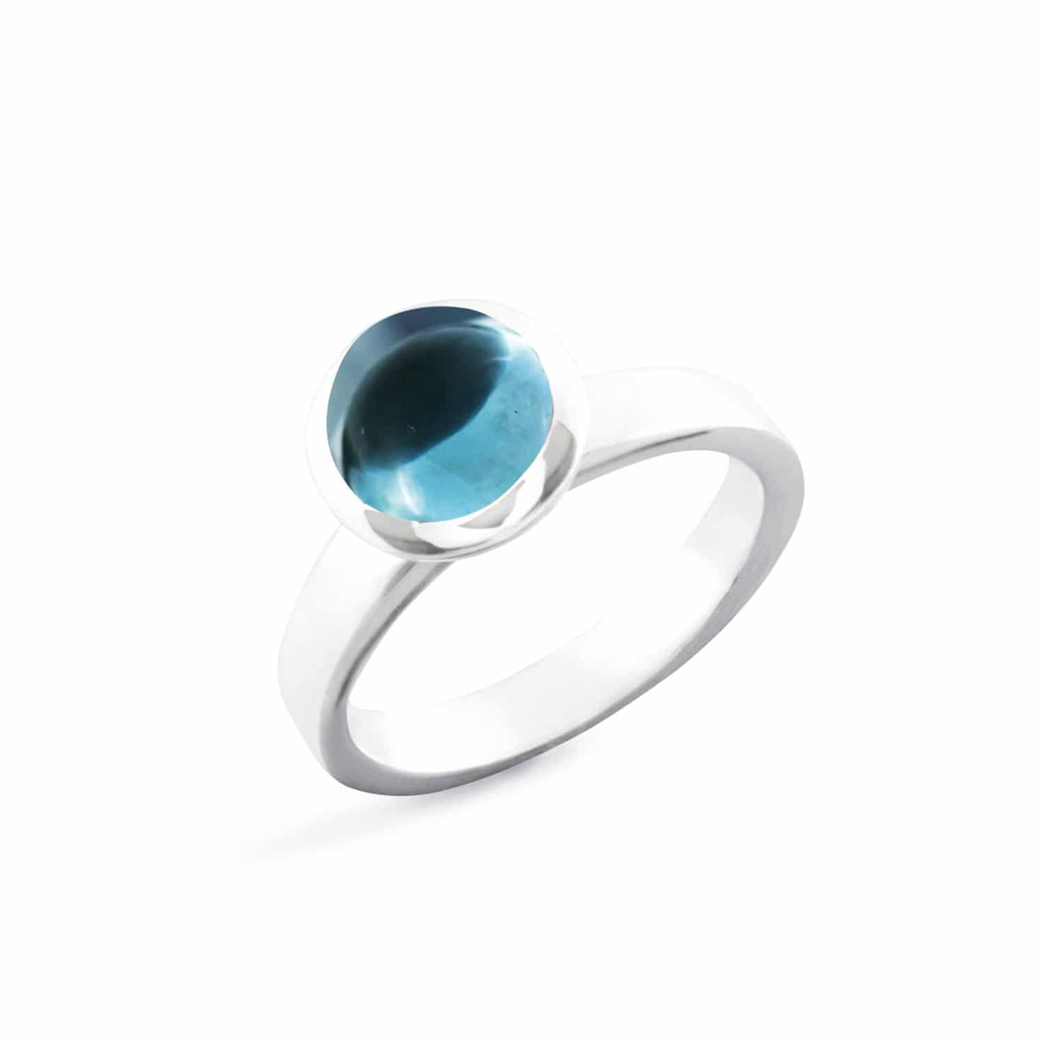 ILR Collection Ring W.58 Blautopas Cabochon Silber  - 158901