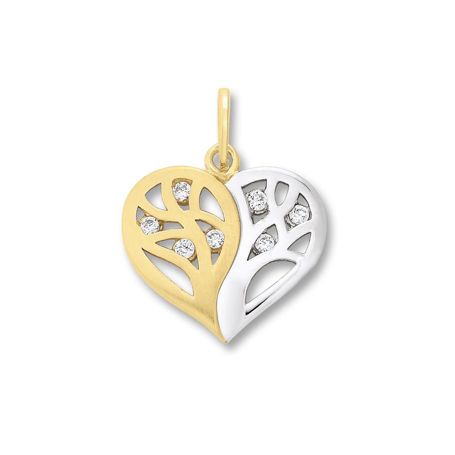 Bedra Anhänger Herz mit Zirkonia bicolor 20,5x15,5x2mm  - 162605