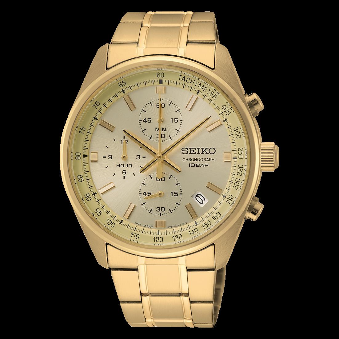 SEIKO Herren Quarz Edelstahl goldplattiert Uhr - 163699