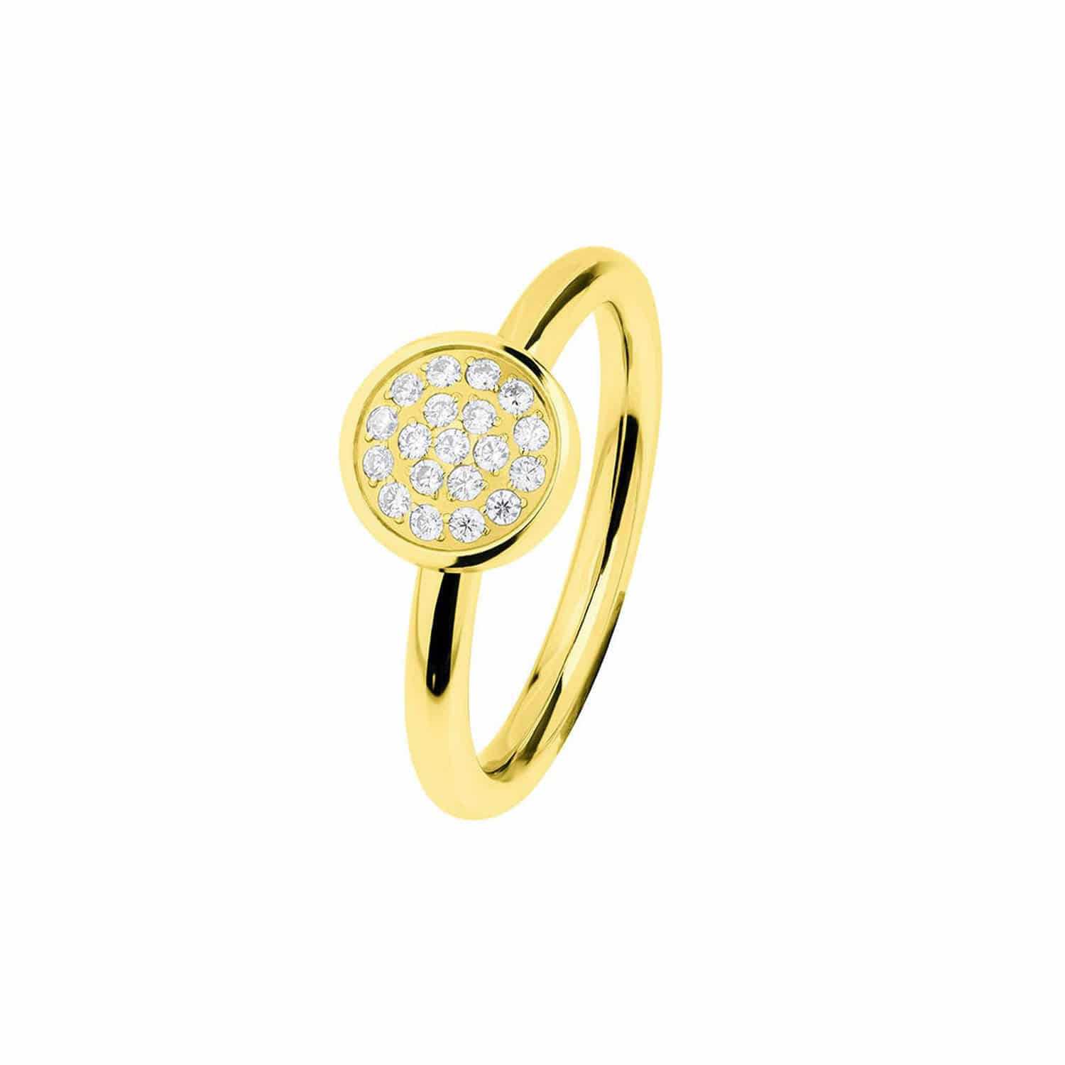 Ernstes Design Ring W.55 Edelstahl gold Zirkonia - 106368