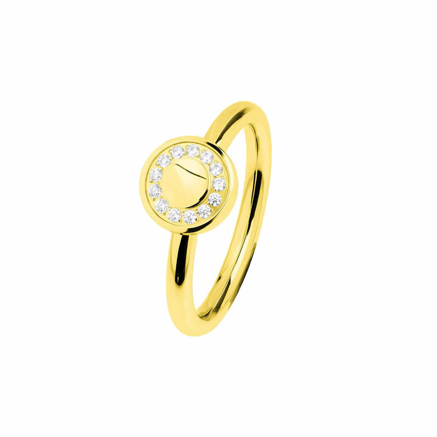 Ernstes Design Ring W.55 Edelstahl gold Zirkonia - 106369