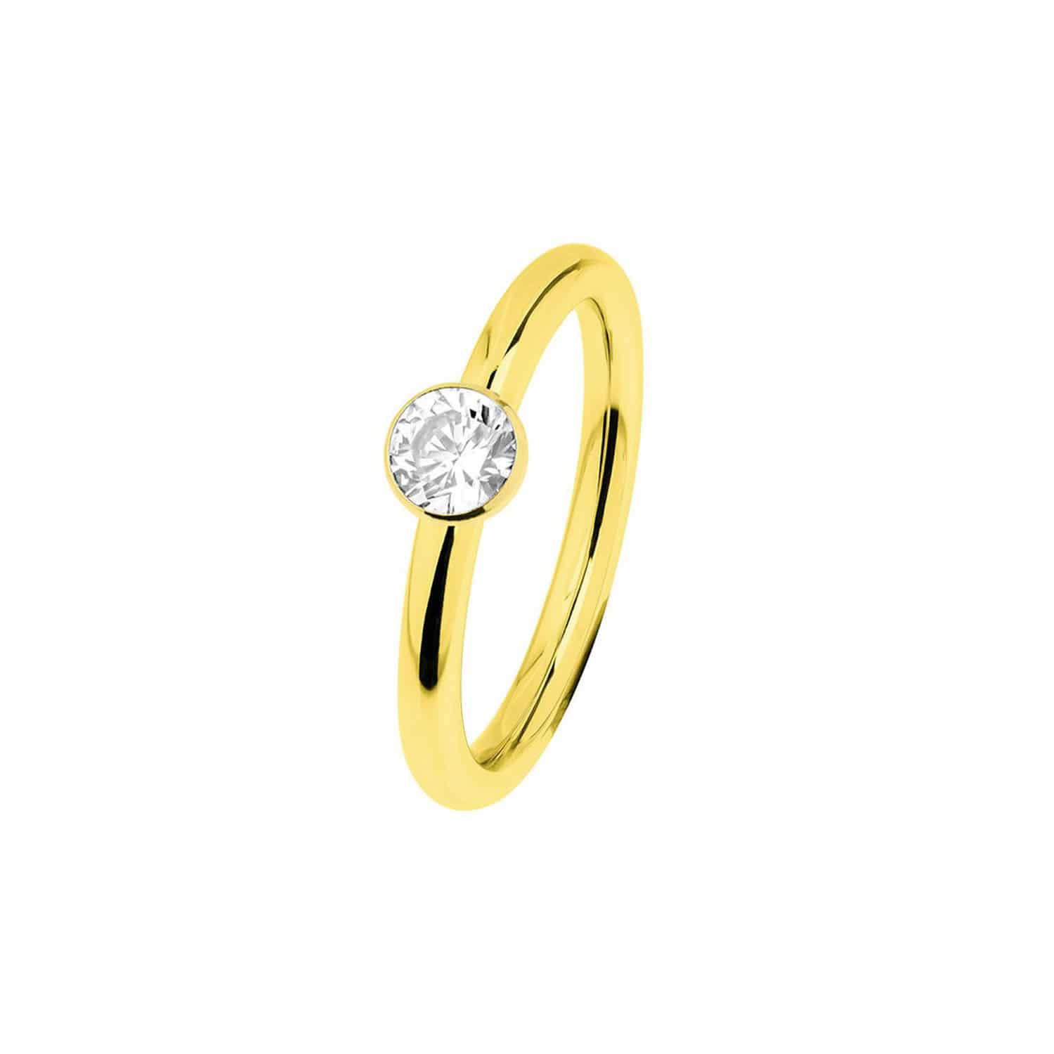 Ernstes Design Ring W.55 Edelstahl gold Zirkonia - 106370