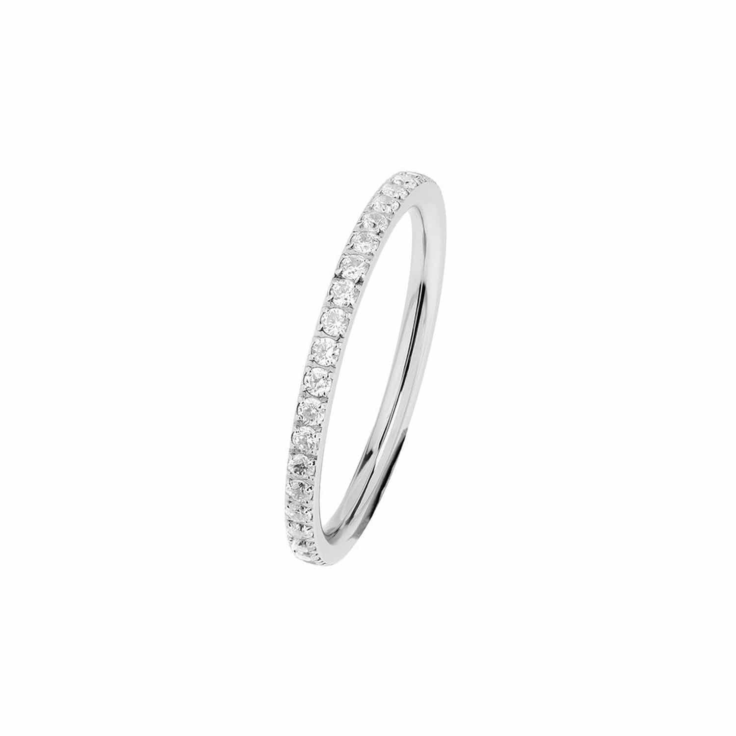 Ernstes Design Ring W.54 Edelstahl 2mm Zirkonia - 106371