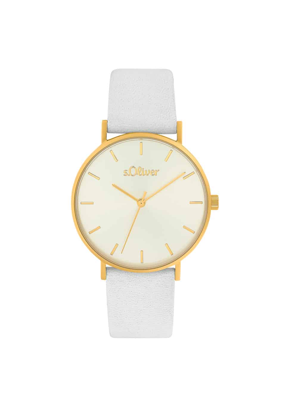 s.Oliver Damen Quarzuhr Edelstahl Lederband - 165050