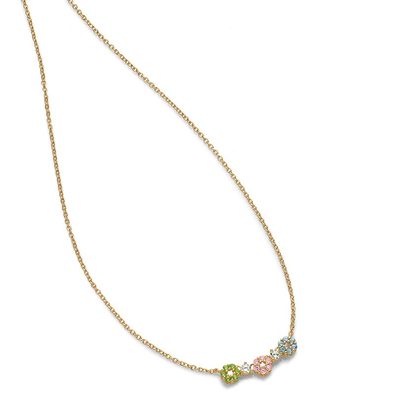 Damen Collier 925 gelb Zirkonia 42+3cm/goldpl/grün/pink/wei/bl - 170939