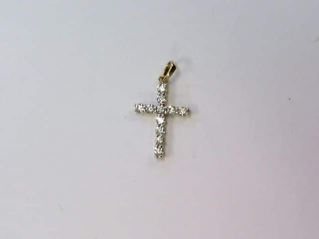 Kreuz 585 gelb/rhodiniert Zirkonia pol - 170956