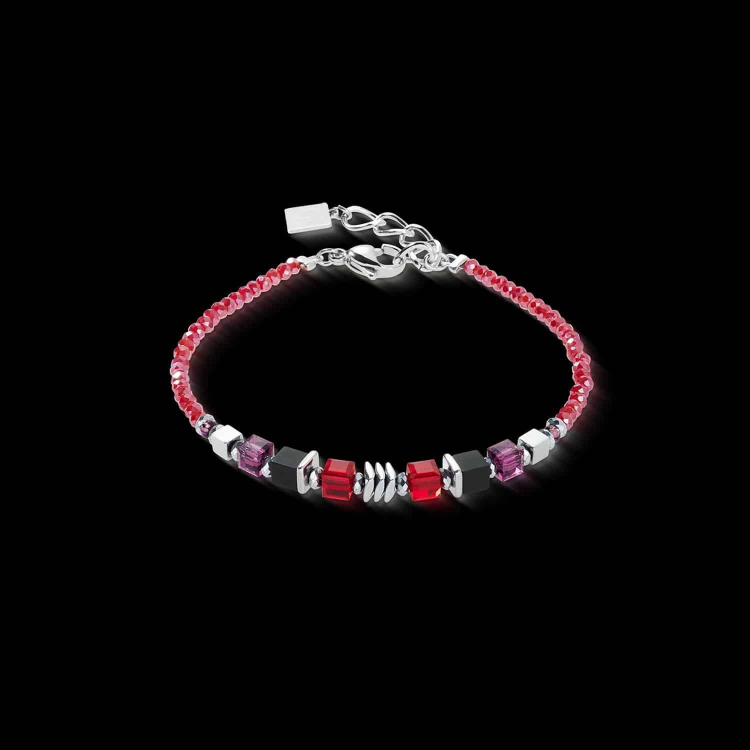 Coeur De Lion Armband Wave Cube Flow silber-rot - 172551