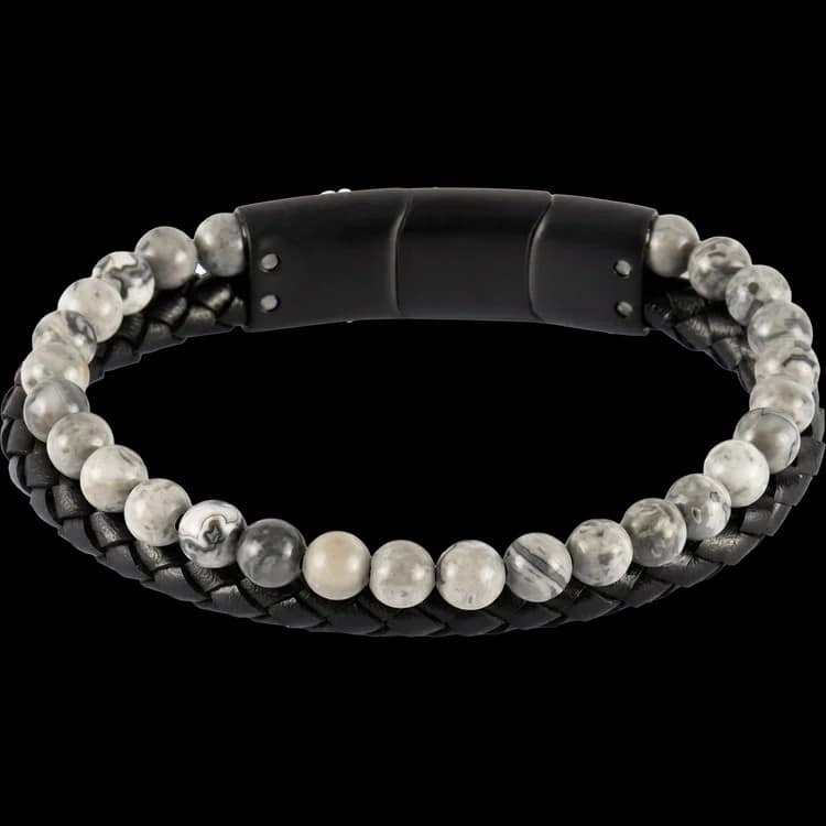 Jacques Lemans Lederarmband mit Jaspis  - 174184